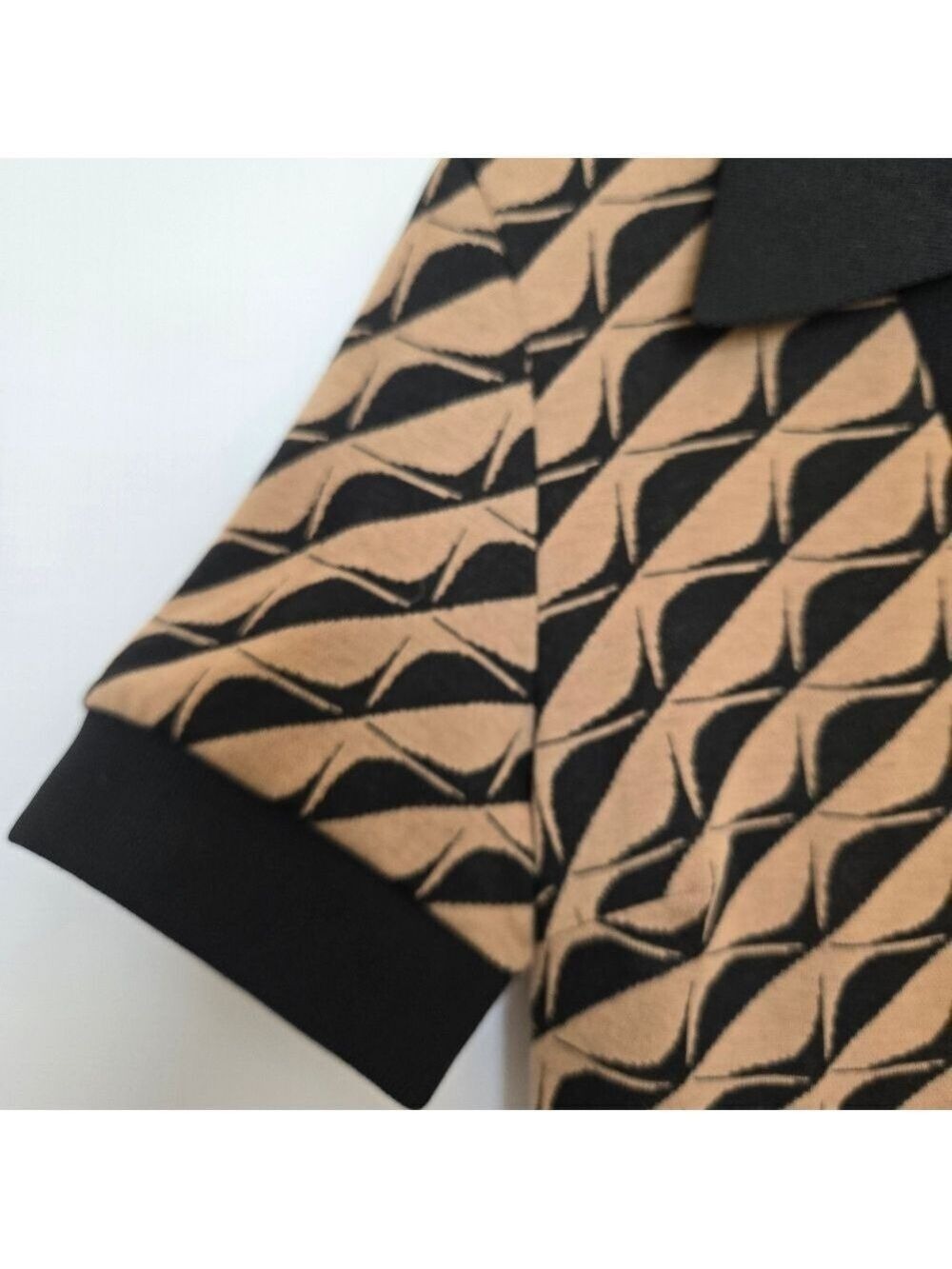 CIDER DRESS MIDI-MAXI WOMENS BLACK KHAKI TAN GEOMETRIC PATTERN SZ MEDIUM - Picture 6 of 9